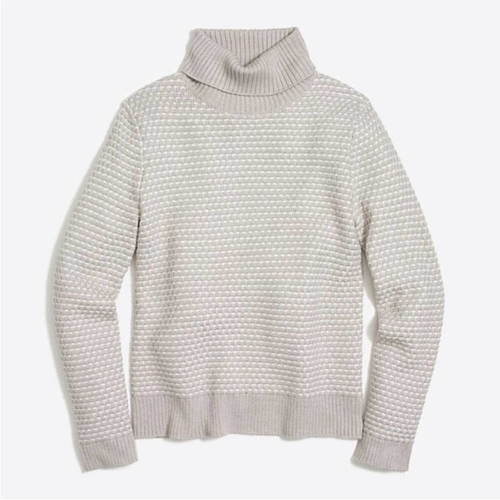 J Crew Textured Turtleneck Winter Knit Sweater SMALL H3909 Grey Gray